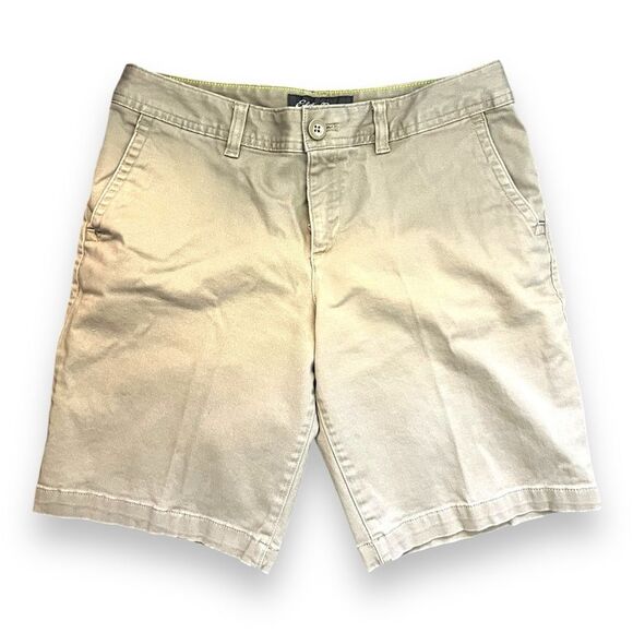 Eddie Bauer Womens Bermuda Short Slightly Curvy Fit Specially Dyed Tan Size 6 - Picture 1 of 10